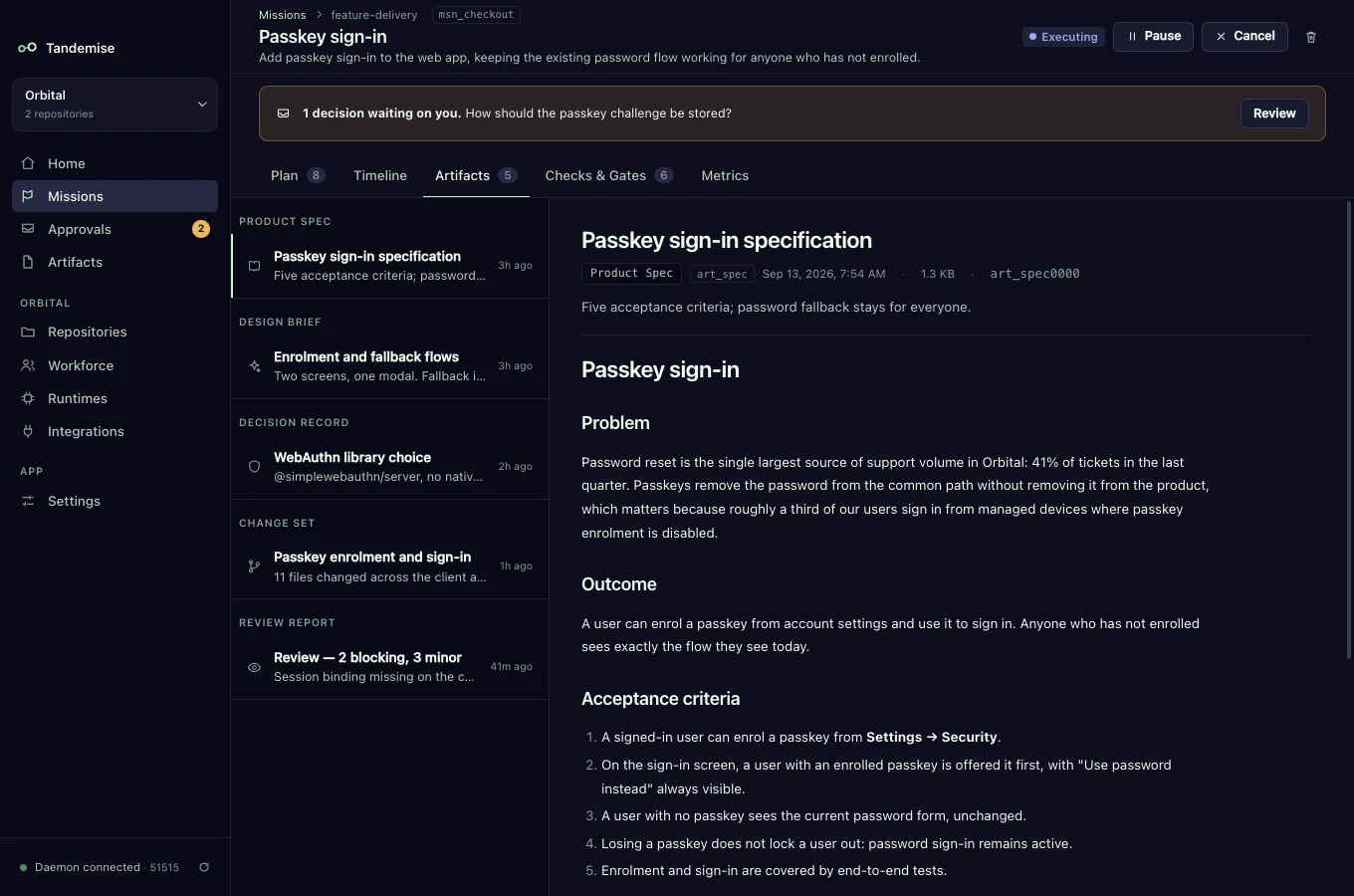Tandemise desktop app — Artifacts